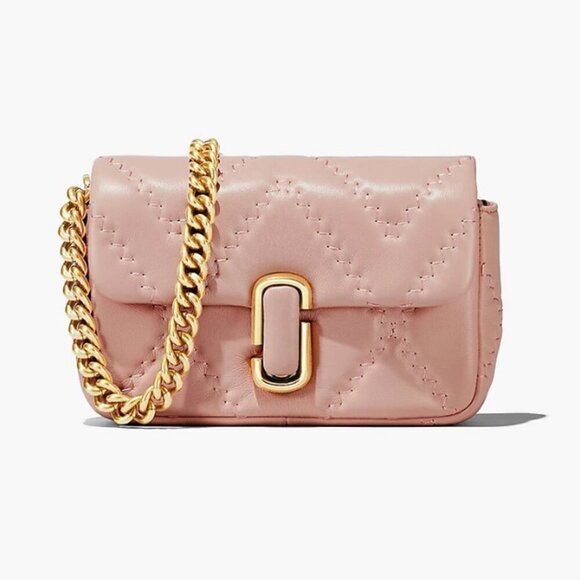 NWT! New Marc Jacobs J Marc Shoulder Bag - Mini Quilted Lambskin Nude Pink - Picture 1 of 9